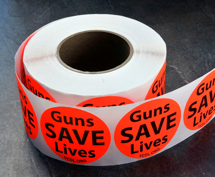 Guns Save Lives Sticker Rolls of 1,000 - 2 or 3 Inch